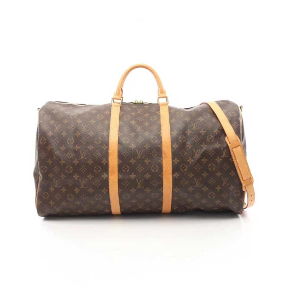 Louis Vuitton Keepall Bandoulire Boston Bag Canvas Leather Monogram Brown